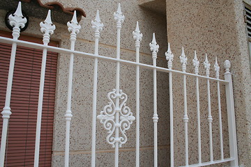 Image showing Fence in white metal