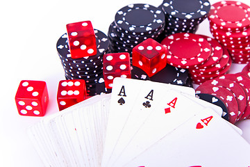 Image showing aces, dice and poker chips