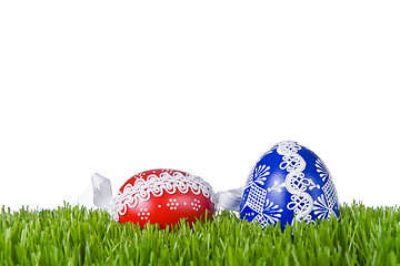 Image showing easter eggs in grass