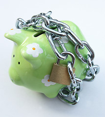 Image showing Piggy bank with padlock 1