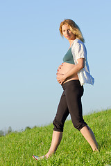 Image showing pregnant woman on meadow