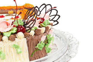 Image showing cream cake with cherries