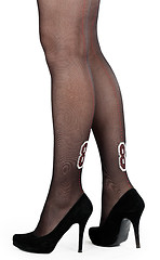 Image showing shapely female legs in pantyhose and shoes