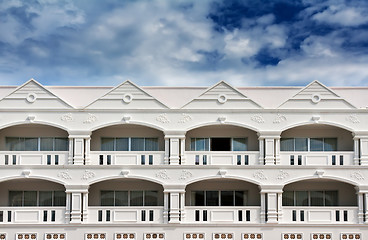 Image showing hotel in colonial style architecture in the sky