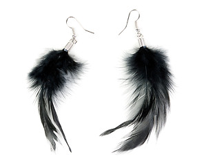 Image showing A pair of women's earrings their feathers