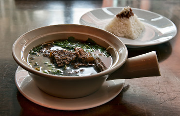 Image showing bowl of soup with meat