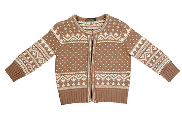 Image showing Brown knitted sweater with a pattern