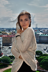 Image showing Portrait of a beautiful girl on the roof