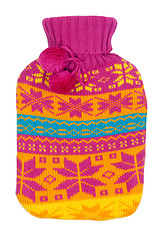 Image showing rubber hot water bottle in a knitted cover color