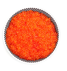 Image showing A plate full of fresh red caviar