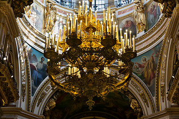 Image showing Gold chandelier in the old church