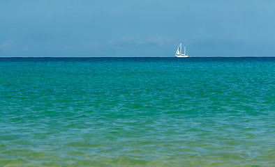 Image showing white sailboat on the azure sea