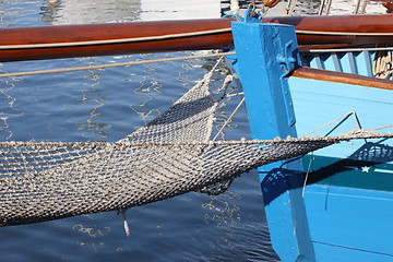 Image showing Bow of schooner, old wooden boat