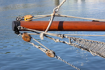 Image showing Bow of schooner, old wooden boat