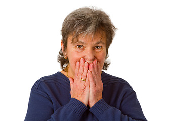 Image showing Afraid senior woman