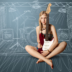 Image showing girl with the guitar