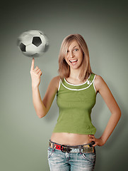 Image showing happy girl with soccer ball