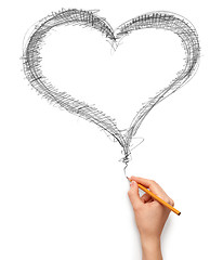 Image showing heart and hand with pencil