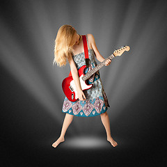 Image showing hippie girl with electric guitar