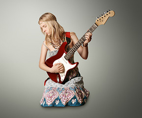 Image showing hippie girl with the guitar