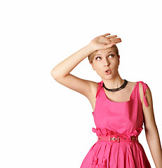 Image showing surprised girl in pink