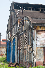 Image showing Old, abandoned locomotive hall