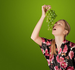 Image showing woman with grapes