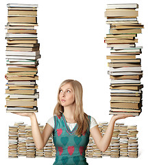 Image showing woman with many books in her hands