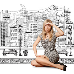 Image showing young businesswoman looking forward