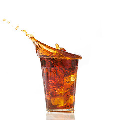 Image showing cola glass and cola splashing