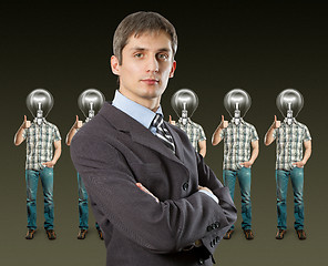 Image showing lamp head businesspeople shows well done