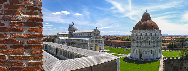 Image showing Panoramic view of Piazza dei Miracoli Pisa