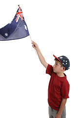 Image showing Child waving Australian flag