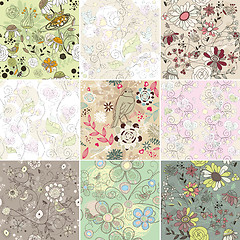 Image showing set of seamless floral background