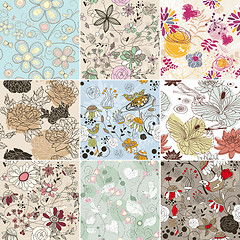 Image showing set of seamless floral background