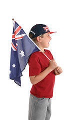 Image showing Aussie boy holding a flag.