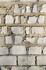 Image showing wall made of white brick closeup background. 