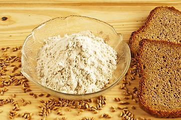 Image showing whole grain bread with flour