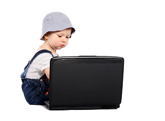 Image showing Little boy with a laptop