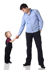 Image showing Handshake of man and boy