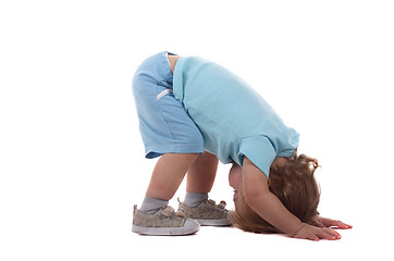 Image showing Little boy upside-down