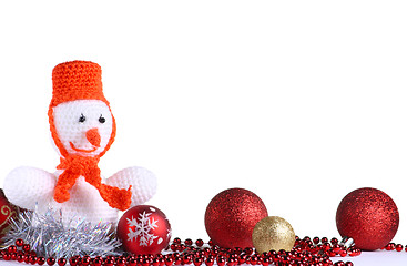 Image showing White snowman at the white background