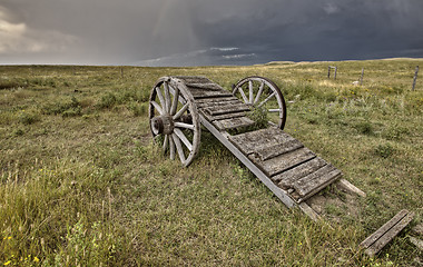 Image showing Old Prairie Wheel Cart Saskatchewan