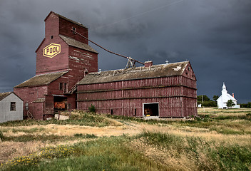 Image showing Prairie Grain Elevator and Church