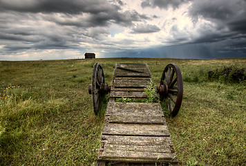 Image showing Old Prairie Wheel Cart Saskatchewan