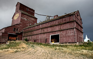 Image showing Prairie Grain Elevator and Church