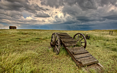 Image showing Old Prairie Wheel Cart Saskatchewan