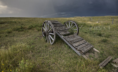 Image showing Old Prairie Wheel Cart Saskatchewan