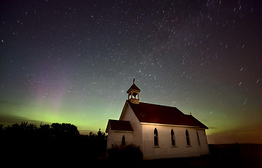 Image showing Night Church Northern Lights