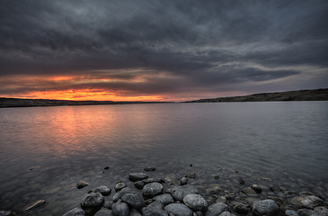 Image showing Sunset Saskatchewan Lake Canada